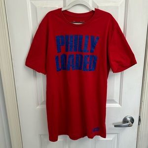 Mens tshirt size small “Philly loaded” red shirt with blue letters